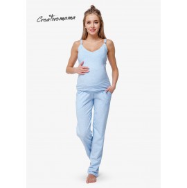 Пижама для беременных и кормления Creative Mama Blue Coton (хлопок)