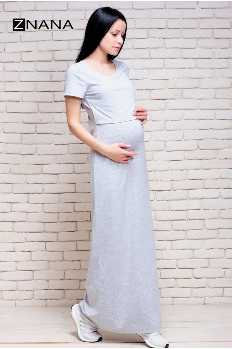 Платье футболка для беременных и кормящих ZNANA Simple Long серый