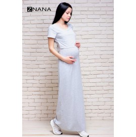 Сукня футболка для вагітних і годуючих ZNANA Simple Long сірий