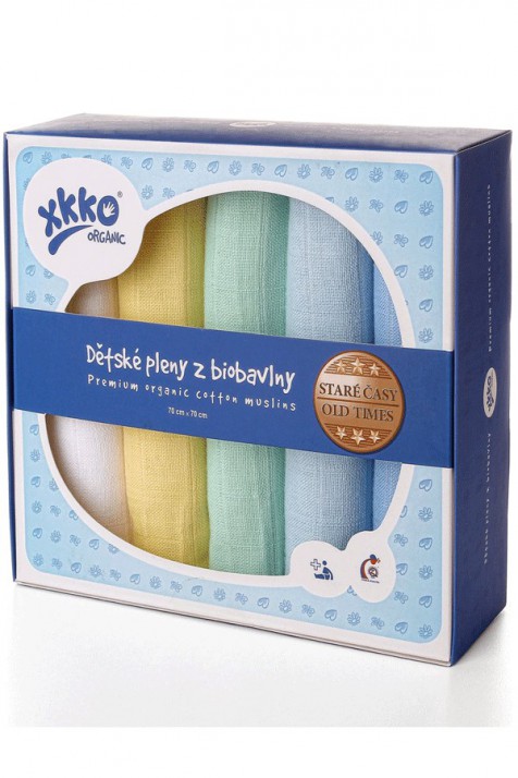 Муслиновые пеленки органические XKKO 70х70 для мальчика