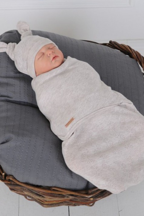 Пеленка Кокон на Липучках и Шапочка Magbaby Бежевый Меланж 100376