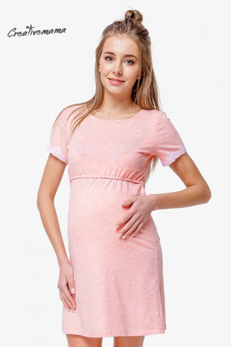 Ночная рубашка для беремнных и кормящих Creative Mama Peach Coton
