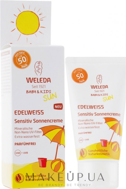 Солнцезащитный крем Weleda Edelweiss Baby&Kids Sun SPF 50