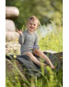 Термободи детский Engel из мериносовой шерсти и шелка серый в сине-зеленую полоску