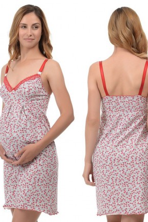 Ночная рубашка для беременных или кормящих на бретелях Mamma Lux маковка