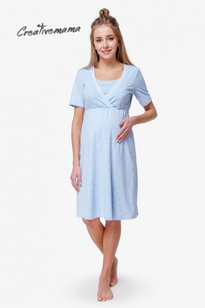 Ночная рубашка для беременных и кормящих Creative Mama Blue Coton