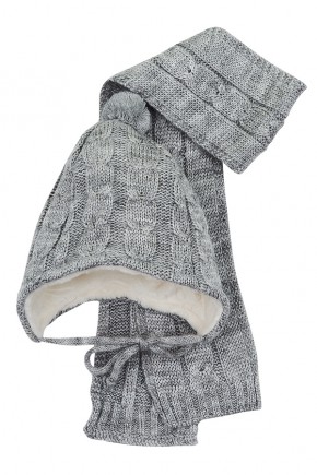 Шапка+шарф Mari-Knit серая