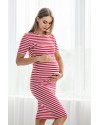 Летнее платье для беременных и кормящих Lullababe Barcelona красное с белым
