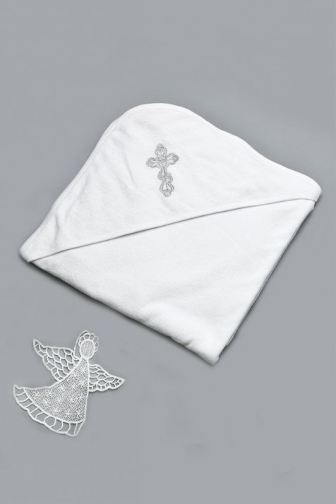 Крыжма махровая для крещения Модный карапуз белая