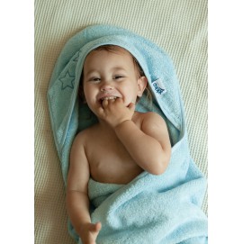 Детское Махровое полотенце с капюшоном XKKO 90x95 Organic  - голубое