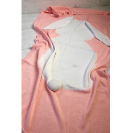 Плед для новорожденных Фламинго 70х120 ушастик персик