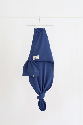 Безразмерная пеленка на липучках + шапочка Magbaby "Каспер" синяя
