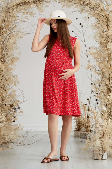Летнее платье для беременных и кормящих Lullababe Sofia красное