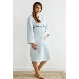 Вафельный халат для беременных  Magbaby голубой