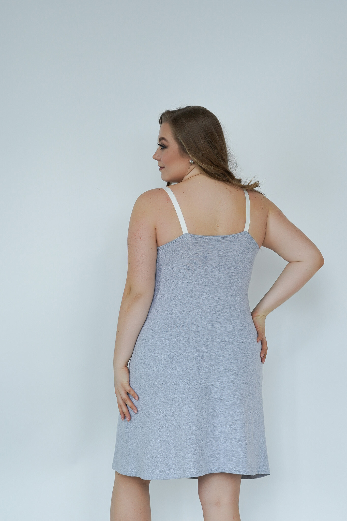 Нічна сорочка для вагітних та годуючих матусь Soft&Lace - Сірий меланж - Зображення 7