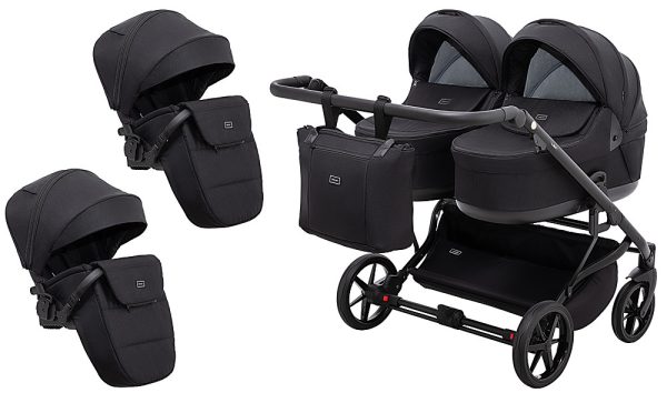 Коляска 2 в 1 для двійні Adamex Leo Duo Tip TK-53 чорний