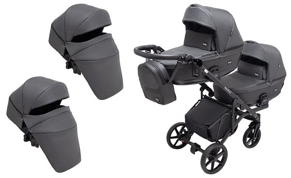 Коляска 2 в 1 для двійні Bair Kiwi DUO Soft BKD-219-1 графіт