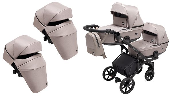Коляска 2 в 1 для двійні Bair Kiwi DUO Soft BKD-455-1 капучино
