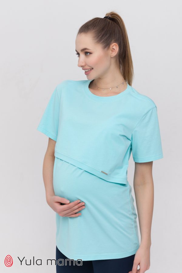 Яскраво-блакитна туніка для вагітних та годуючих