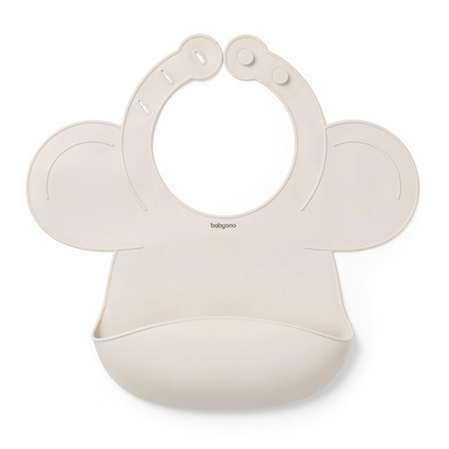 Нагрудник силіконовий з регульованою застібкою BabyOno (30 см x 28 см) (Бежевий)