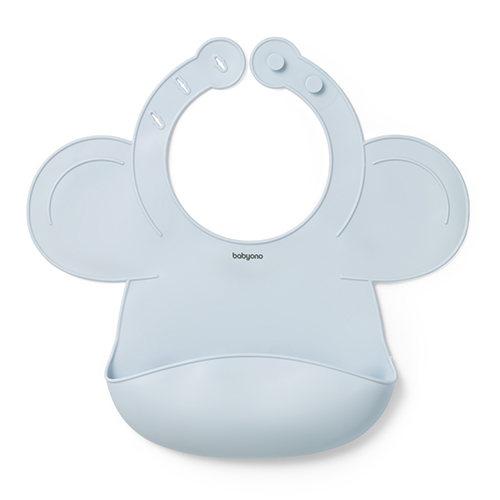 Нагрудник силіконовий з регульованою застібкою BabyOno (30 см x 28 см) (Блакитний)