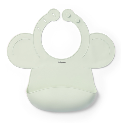 Нагрудник силіконовий з регульованою застібкою BabyOno (30 см x 28 см) (Зелений)