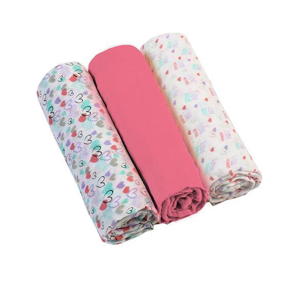 Пелюшки муслинові бавовняні (70х70 см) 3 шт. BabyOno (Рожевий)
