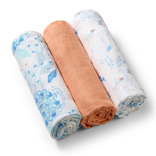 Пелюшки муслинові бавовняні (70х70 см) 3 шт. BabyOno (Помаранчевий)