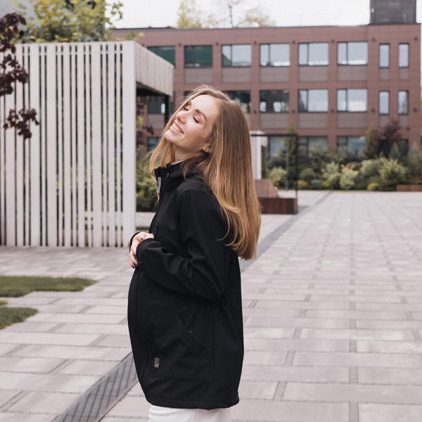 Слінгокуртка, куртка для вагітних Softshell 4 в 1 Чорна