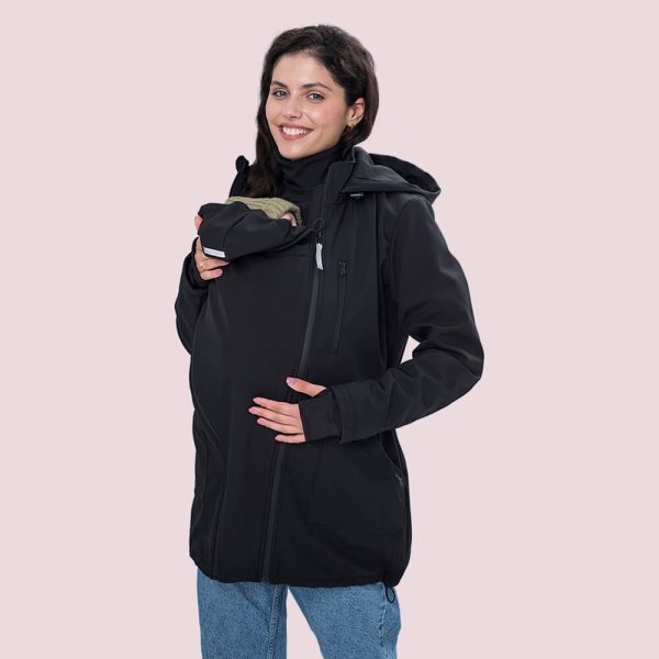 Слінгокуртка, куртка для вагітних Softshell 4 в 1 Чорна (NEW)