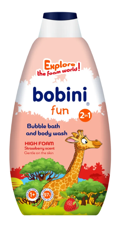 Піна для ванни та гель для душу 2 в 1 Полуниця,500 мл. (1+) / «Bobini» BabyOno