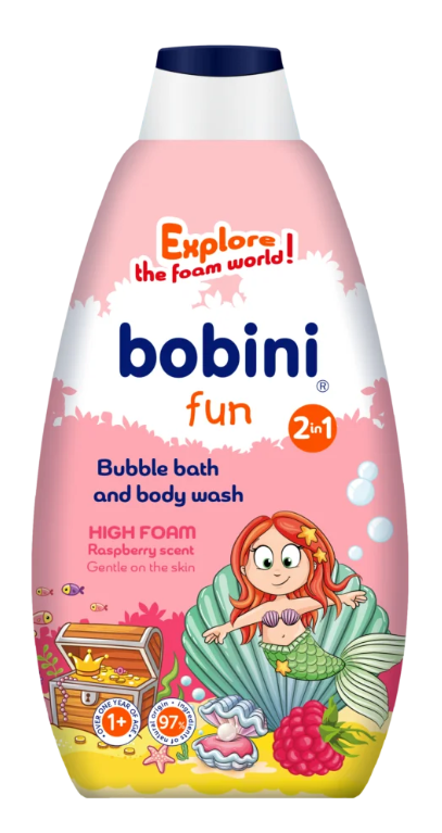 Піна для ванни та гель для душу 2 в 1 Малина,500 мл. (1+) / «Bobini» BabyOno