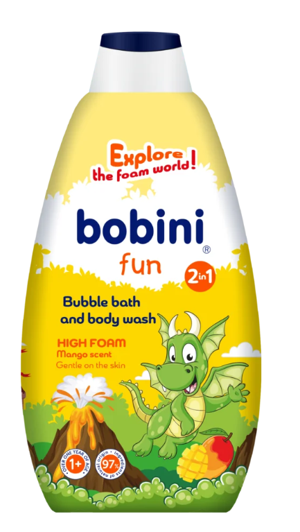 Піна для ванни та гель для душу 2 в 1 Манго,500 мл. (1+) / «Bobini» BabyOno