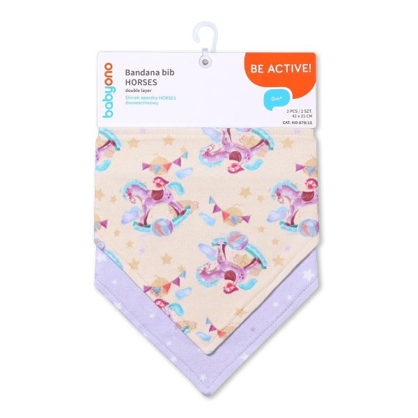 Нагрудник-хустинка «Коники» 2 шт. BabyOno (42 см x 21 см)