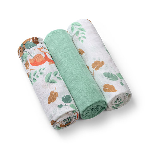 Пелюшки муслинові бавовняні (70х70 см) 3 шт. BabyOno (Салатовий)