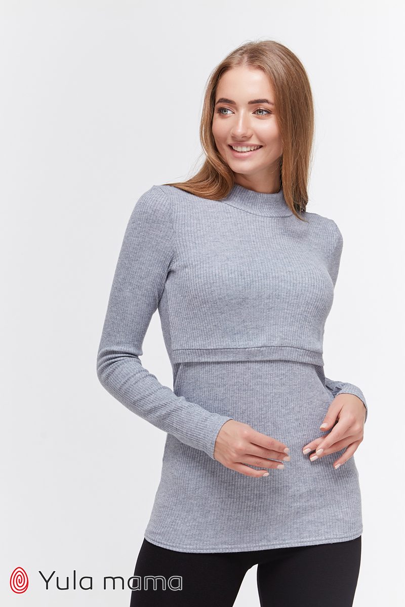 Джинсово-сірий гольф теплий для вагітних та годуючих - Зображення 3