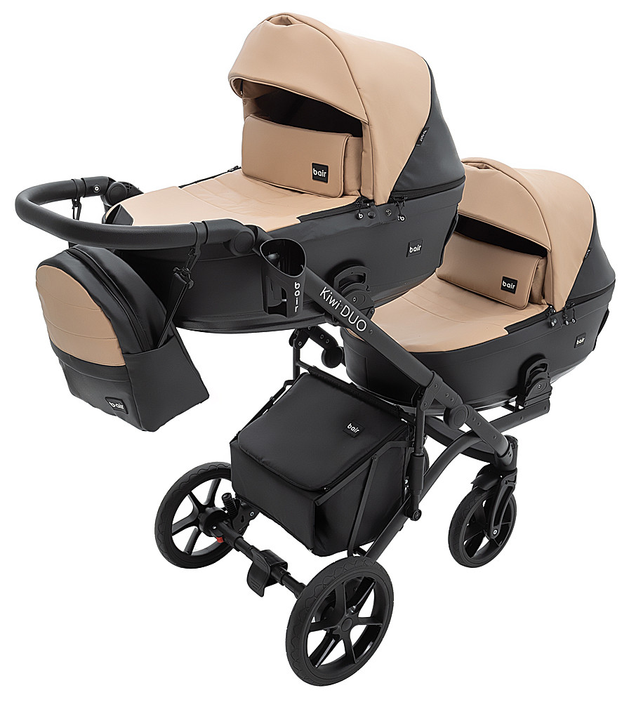 Коляска 2 в 1 для двійні Bair Kiwi DUO ECO BKD-18/15 капучино / чорний - Зображення 2
