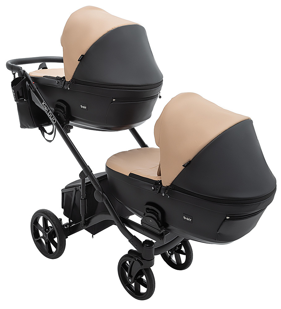 Коляска 2 в 1 для двійні Bair Kiwi DUO ECO BKD-18/15 капучино / чорний - Зображення 4