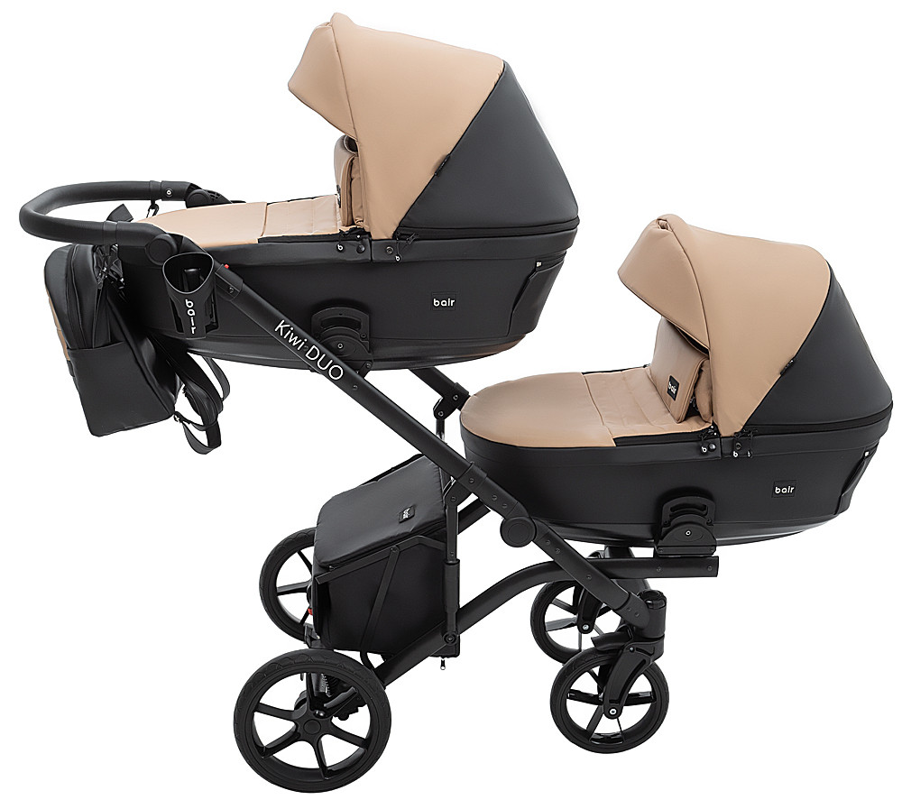 Коляска 2 в 1 для двійні Bair Kiwi DUO ECO BKD-18/15 капучино / чорний - Зображення 3