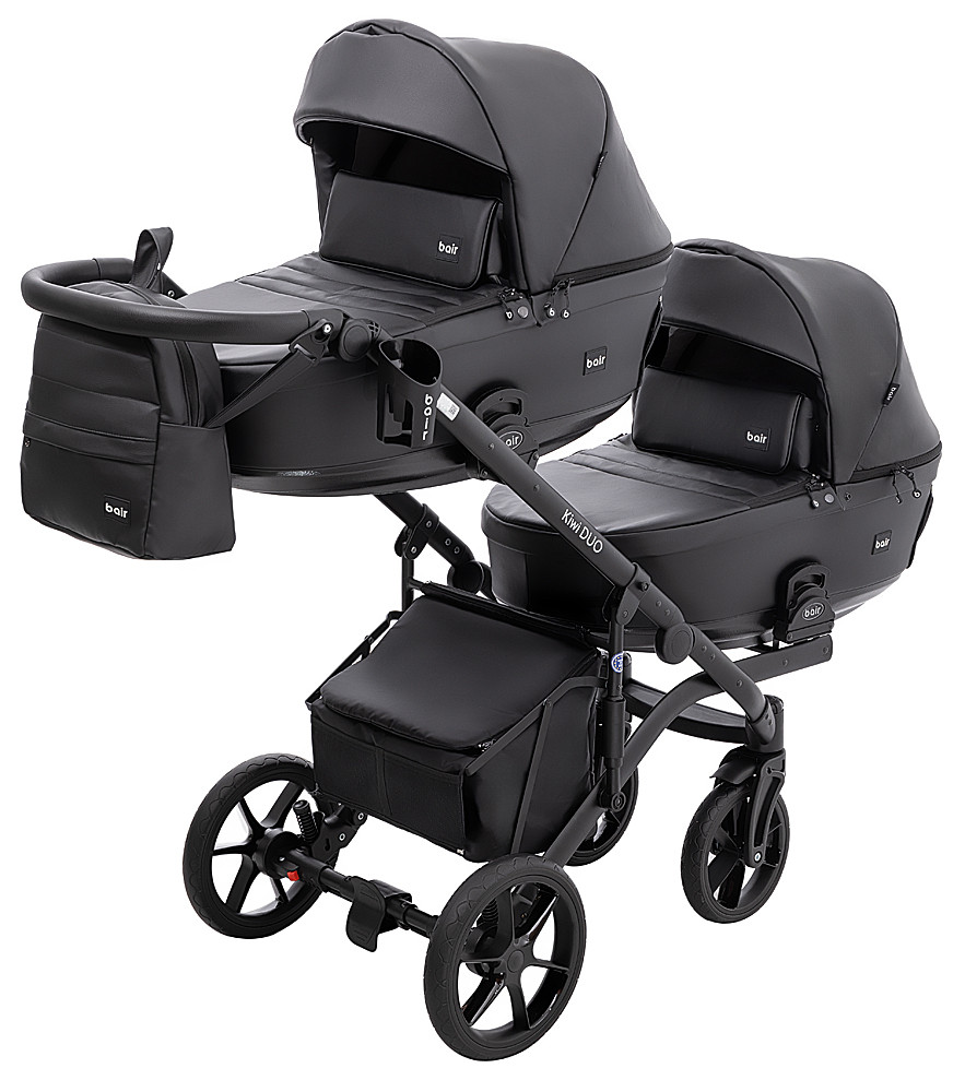Коляска 2 в 1 для двійні Bair Kiwi DUO ECO BKD-15 чорний - Зображення 2